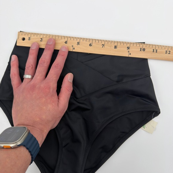 Aerie Black High Waisted Full Coverage Cross Waist Bikini Bottoms XS - Picture 10 of 12